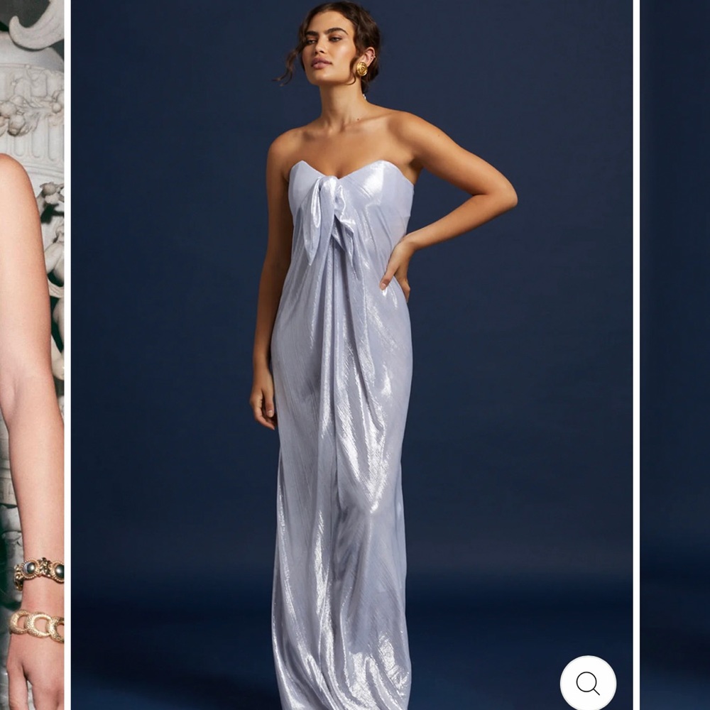 Caroline Constas KAIA GOWN in BEAUTIFUL silver metallic
